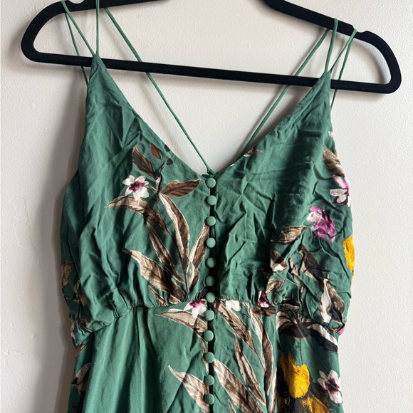 Urban Outfitters Floral Green Midi Dress Sz 2 Boho Cottagecore Y2K Spring - Picture 3 of 6